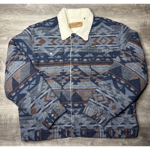 Wrangler Other - Wrangler Sherpa Lined Jacquard Jacket XL Pageant Blue Western Vintage Style